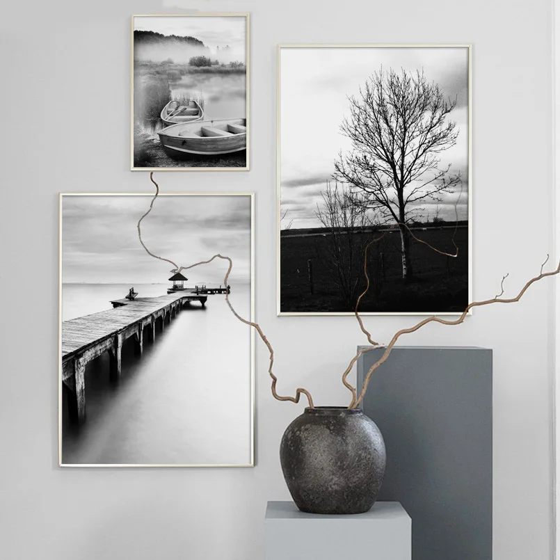 

Bridge Tree Ship Landscape Wall Art Canvas Posters And Prints Canvas Painting Nordic Poster Wall Pictures For Living Room Decor