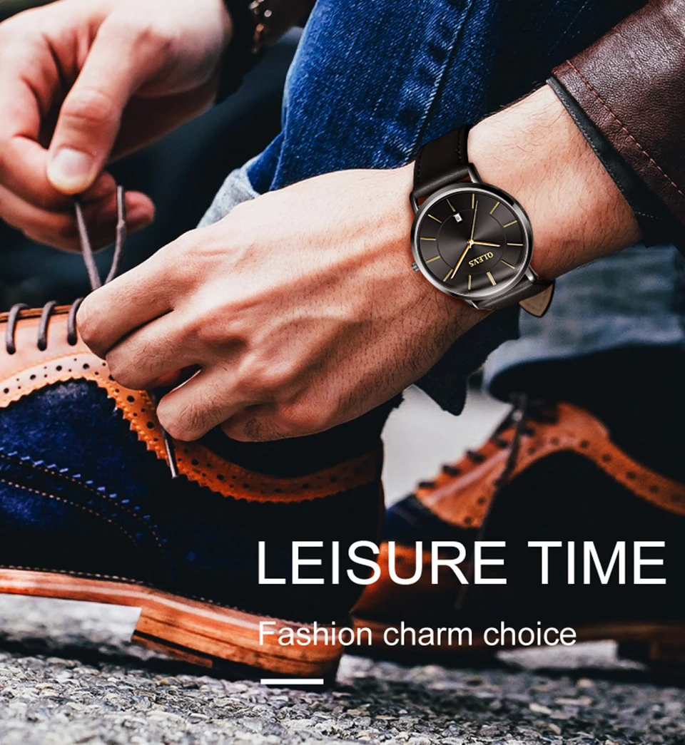 Ультра тонкие мужские часы лучший бренд класса люкс Натуральная кожа повседневные Кварцевые водонепроницаемые наручные часы для мужчин s Relogio Masculino мужские часы