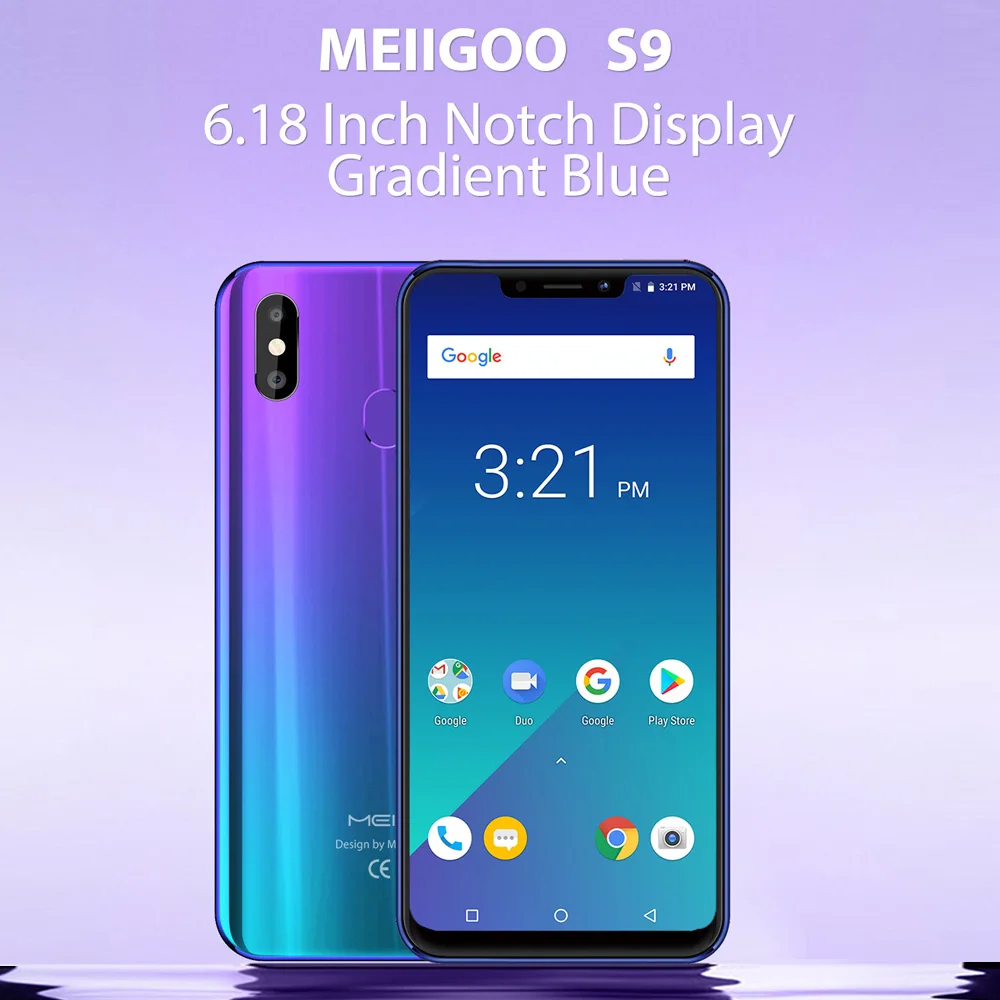 MEIIGOO S9 5000 мАч 4 ГБ 32 ГБ 6,18 дюймов Восьмиядерный быстрый заряд MTK6750T 1,5 ГГц сотовый FHD+ полный экран Android 8,1 4G LTE смартфон