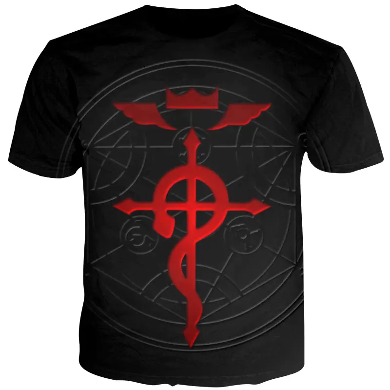 Cloudstyle Fullmetal Alchemist red Logo Мужская 3D футболка крутые повседневные футболки модные