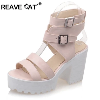 

REAVE CAT Summer Women Sandal Platform Fashion Gladiator High Heels Shoes Women Open Toe Sandals Ladies Sandalias Zapatos A545