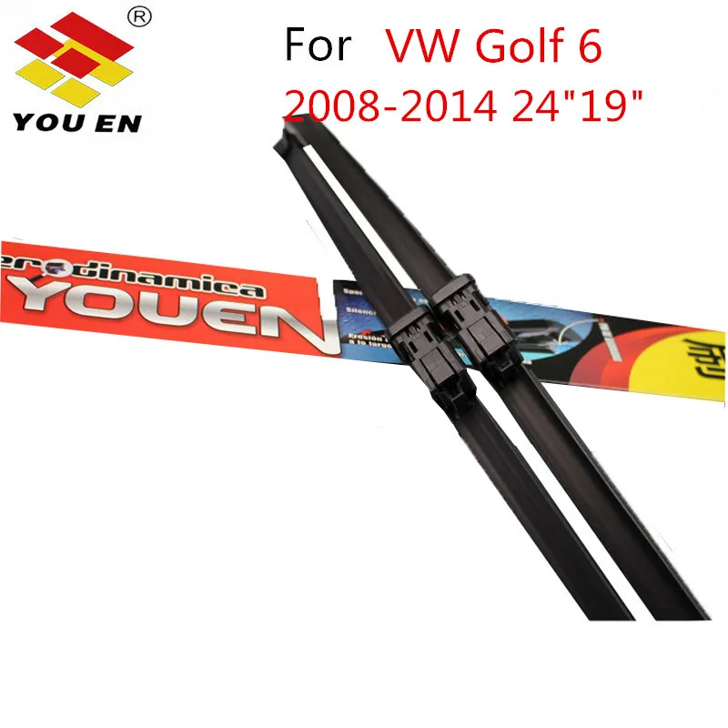 YOUEN Front Wiper Blades For VW Golf 6 2008-2014 Nature Rubber Windscreen Wipers Car Accessories Glasses Brushes Car Styling YOUEN Front Wiper Blades For VW Golf 6 2008-2014 Nature Rubber Windscreen Wipers Car Accessories Glasses Brushes Car Styling