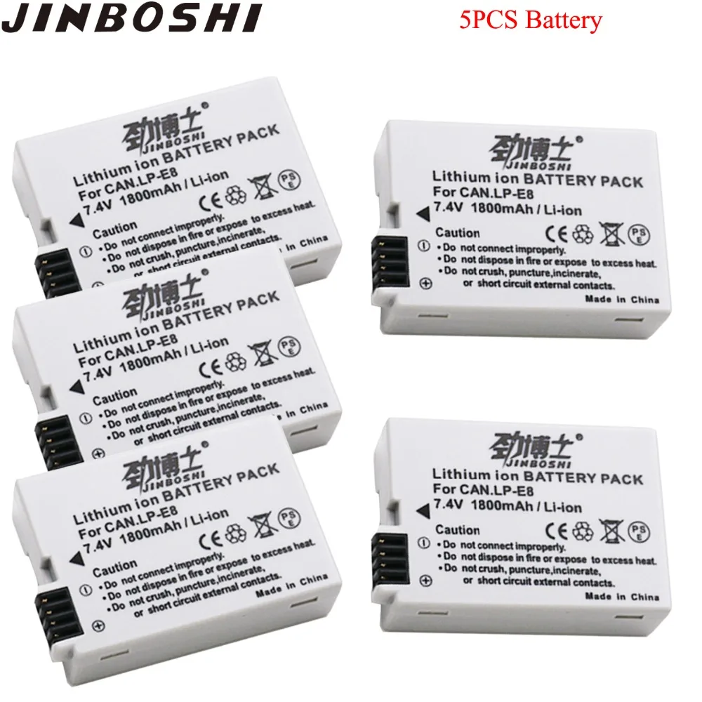 5Pcs LP E8 Rechargeable Li ion Battery LP E8 LPE8 Digital Camera