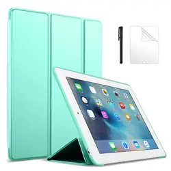 Мягкий силиконовый чехол из искусственной кожи для Apple ipad 5 ipad 6 9,7 smart Cover для ipad Air 1 2 9,7 дюймов чехол для планшета + пленка + ручка