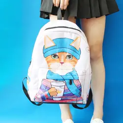 Японский оригинал Кот рюкзаки женщин bagpack дети милые школьные сумки для девочек холст школьный рюкзак mochila mujer