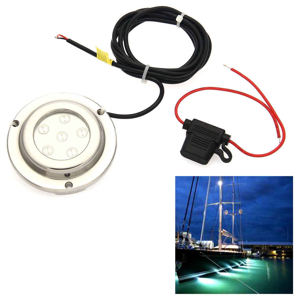 CARCHET Underwater LED 12V 6W Marine Boat Drain Plug Light for Diving
