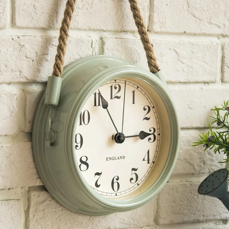 Гостиная ковкое железо металл часы кварцевые часы в творческом стиле личность Nordic современный минималистские часы настенные часы - Цвет: Светло-зеленый