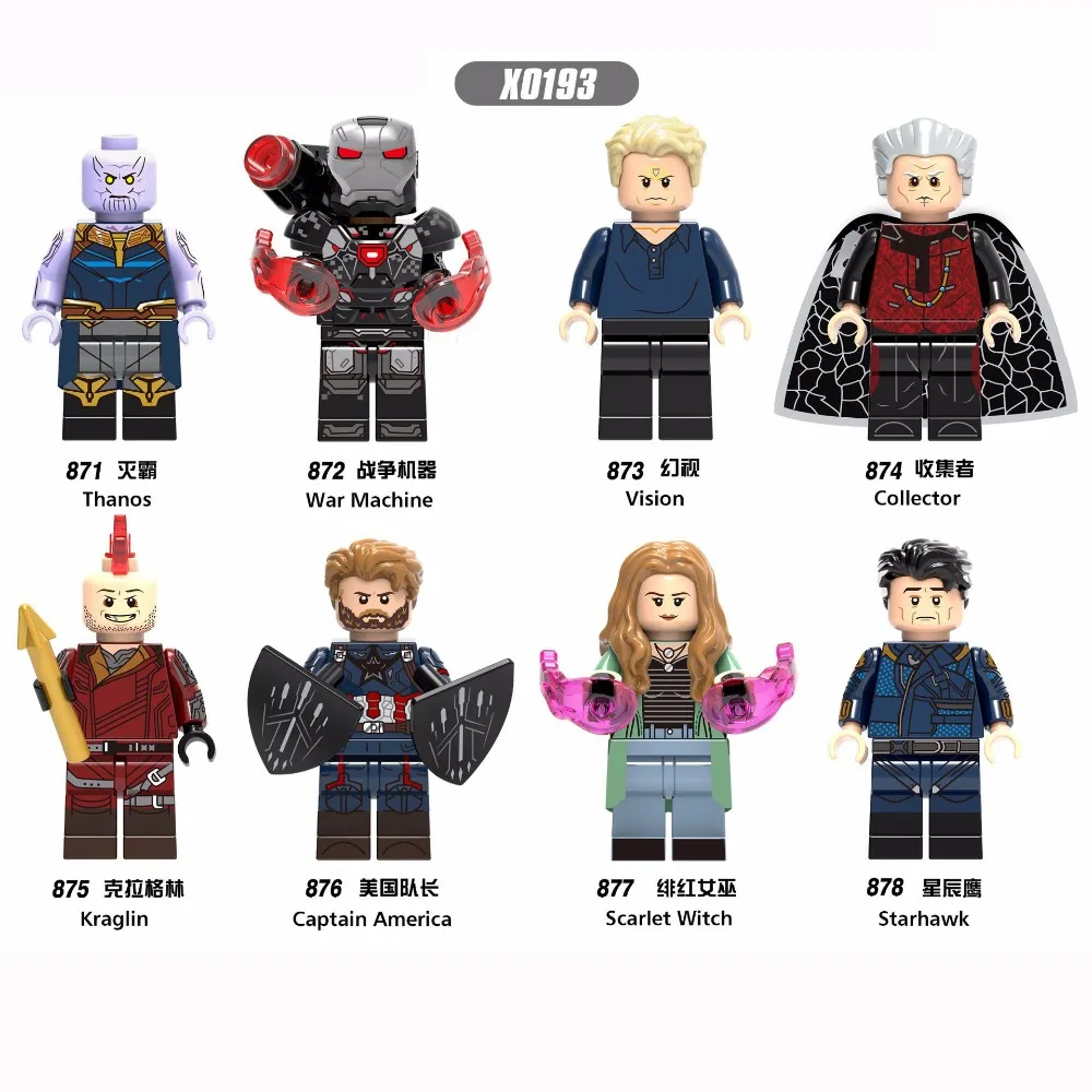 

Single Sale Marvel Figures Avengers Thanos Vision thor Captain America Scarlet Witch Models Building Blocks Bricks Children Toys