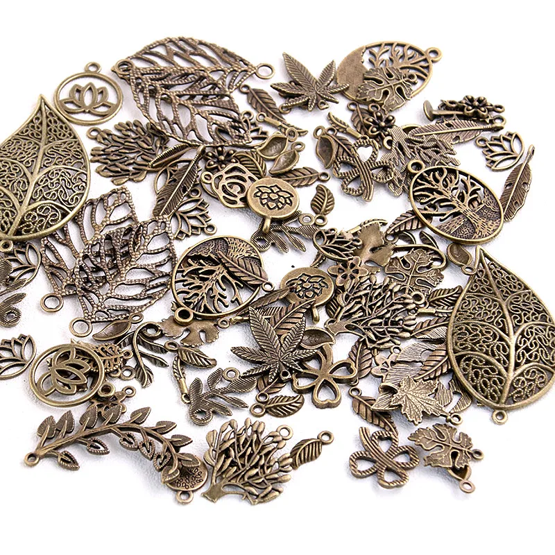 

20pcs Vintage Metal Mix Size/Style Leaf Flower Charms Plant Pendant for Jewelry Making Diy Handmade Jewelry