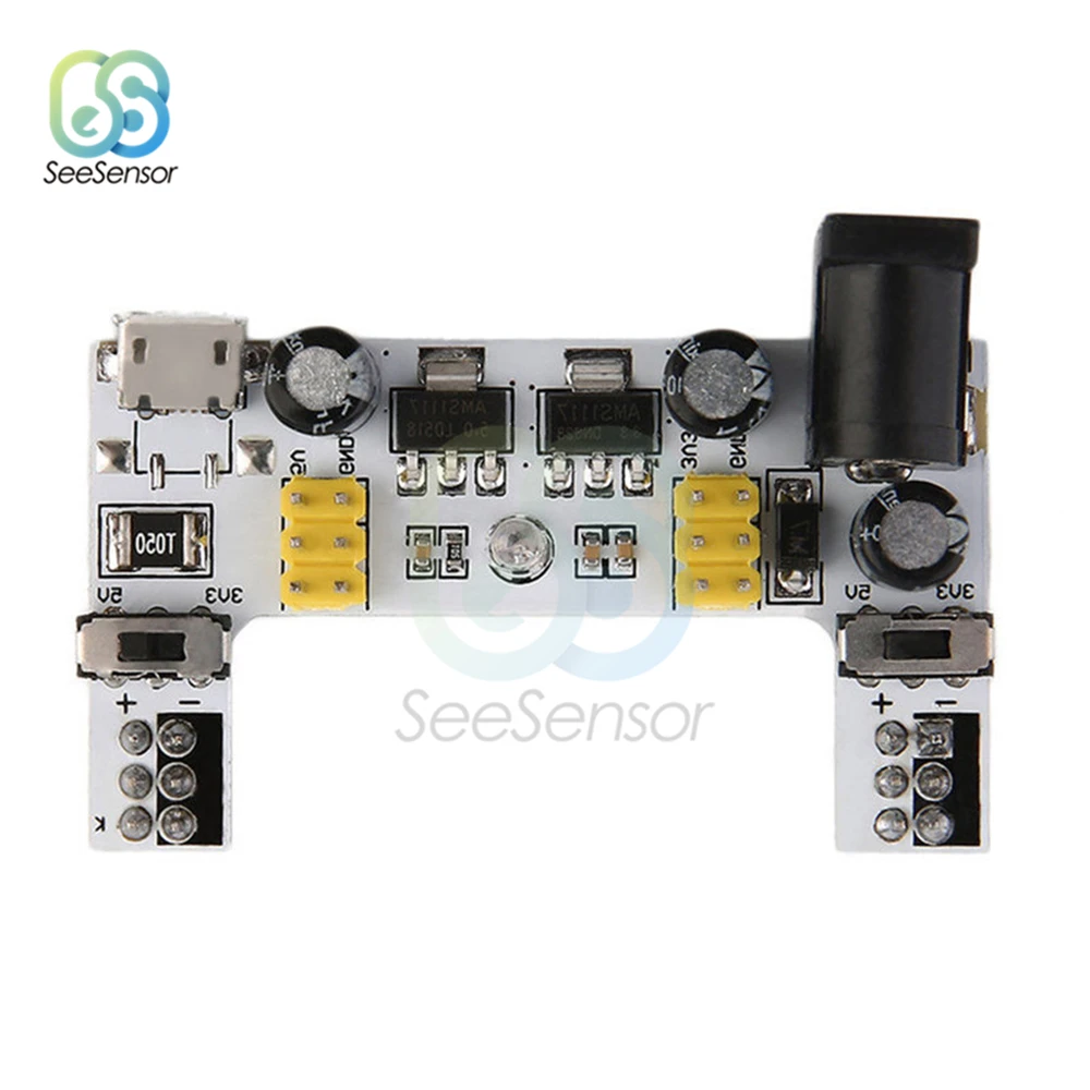 

MB102 White Breadboard Dedicated Power Supply Module Micro USB Interface 2-way 5V/3.3V for arduino