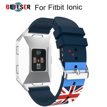 

Rubber Watchband Accessory British Flag Pattern for fitbit ionic Watch Band Soft Silicone strap Replacement Bracelet Watch Strap