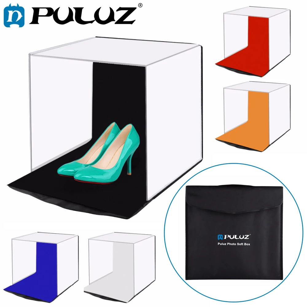 

PULUZ PU5140 40x40cm 16" Photo lightbox Photograghy Soft Box Portable Folding Studio Shooting Tent Box Kits with Backdrops