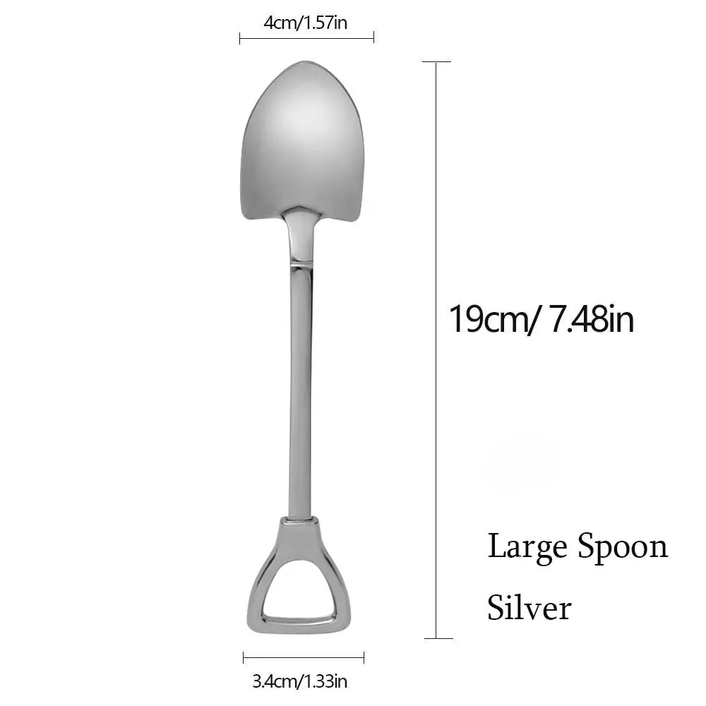 1 шт., полезная лопата из нержавеющей стали, ложка, вилка, длинная ручка, для кофе, мороженого, супа, кухонные аксессуары, инструмент для домашней посуды - Цвет: Large Spoon silver