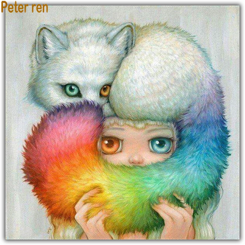 

Diamond painting animal cross stitch cat 5d Square\Round diamond mosaic Rhinestone crafts Full Diamond embroidery "Girl kitten"