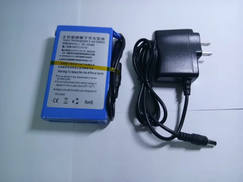 

1PCS/LOT Li-LON Battery Portable 4800mAh DC 5V Super Rechargeable Pack EU/US plug adaptor for CCTV camera video recorde