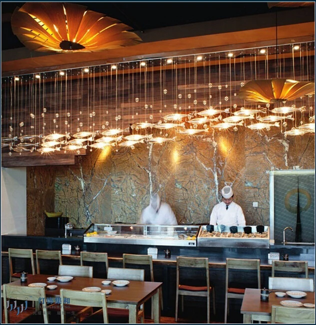 Новинка, креативная хрустальная люстра в виде летающей рыбы для ресторана, гостиной, столовой, декора