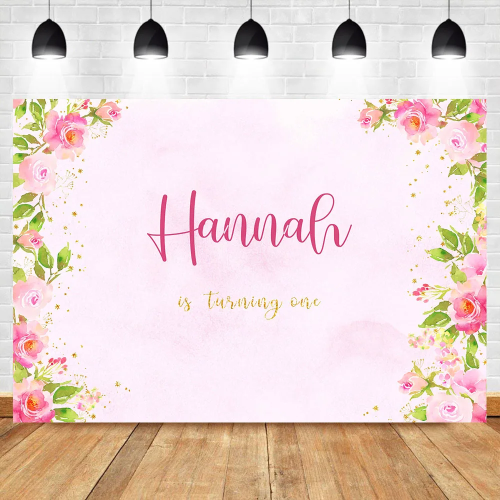 

NeoBack Pink Flower Macrame First Birthday Party Photo Background Baby Shower Nowborn Custom Photography Backdrops