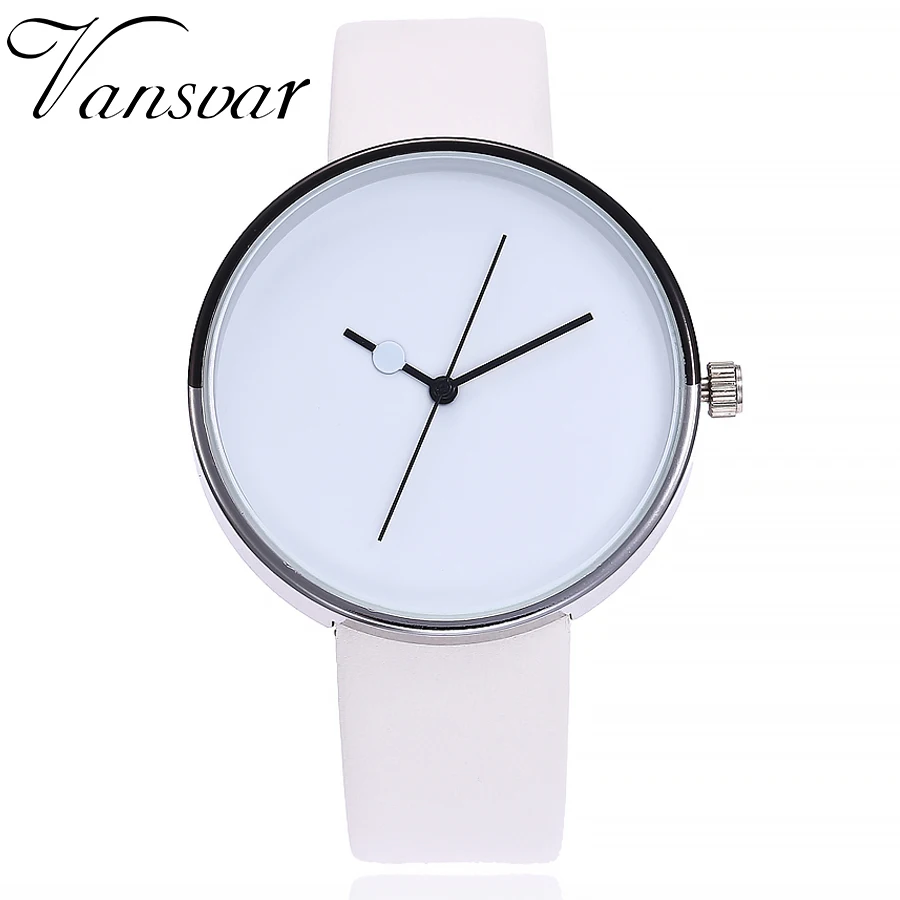 

New Fashion Unisex Men Women Creative Simple Design Wristwatches Vansvar Brand High Quality Leather Strap Quartz Watches Gift