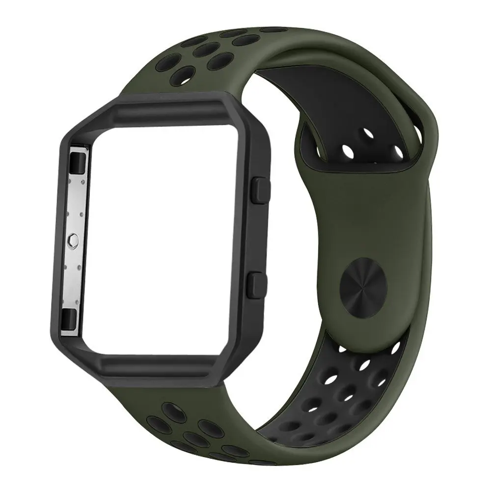 Силиконовый ремешок для Fitbit Blaze Band с рамкой мягкий дышащий спортивный сменный ремешок для Fitbit Blaze smart фитнес-ремешок - Цвет ремешка: Army Green black