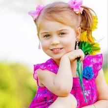  New Style 7pairs/Set Cute Acrylic  Tassel Clip on Earrings for Children's Girls Kids Party Lovely No Hole Ear Clip Jewelry Gifts 