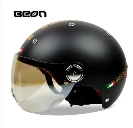 New arrival brand Beon vintage helmet Scooter motos motorbike capacetes retro motorcycle half face helmets - Цвет: matt black golden