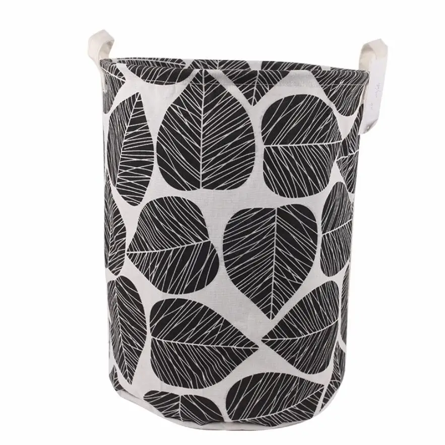 Black Leaves Waterproof Laundry Hamper Folding Clothes Storage