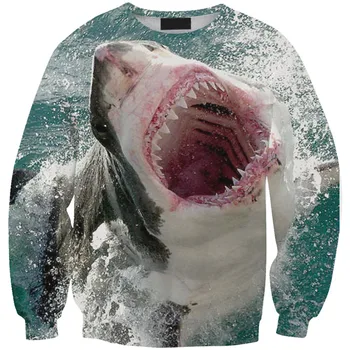 

Harajuku 3D Print Animals Ferocious horror Sharks Sweatshirts Coat Men Women Cartoon Fashion Hoodies Tracksuit streetwear Hooded