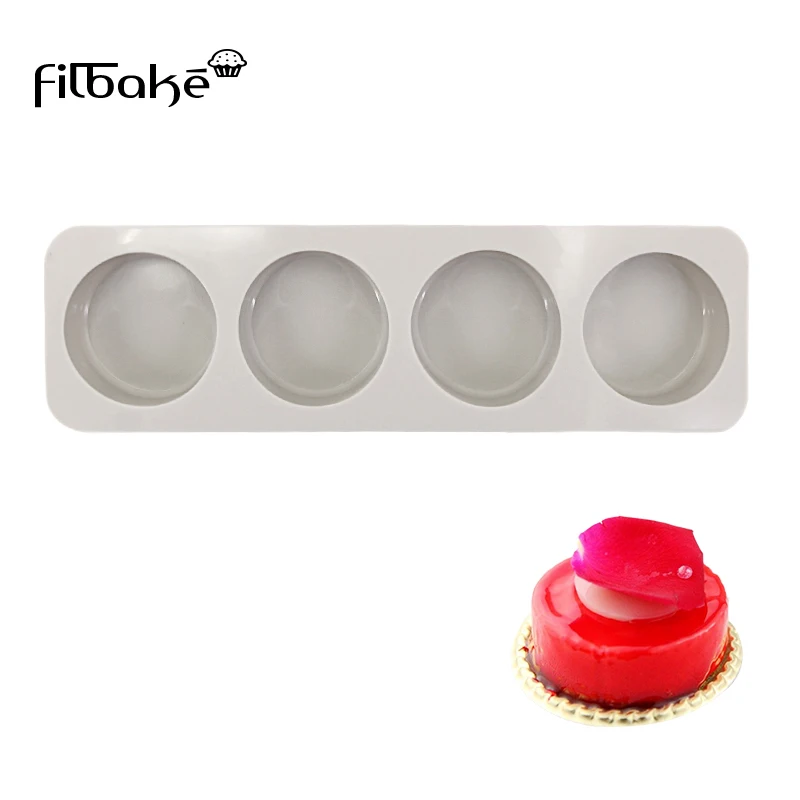 

FILBAKE Silicone 4 Cavity Cake Mold Round Shape Chocolate Fondant Mousse Mould Bakeware Cupcake Decoration Bakeware Tools