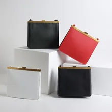 От H Винтаж 50' Стиль Женская роскошная дизайнерская коровья кожа сумка с пряжкой классическая сумка на плечо Прямая Красный Черный Белый Зеленый