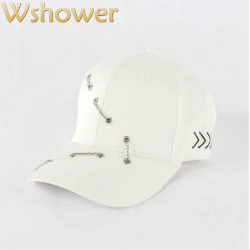 

Which in shower Black White Pink Blank Chain Baseball Cap Hip Hop Cotton Plain Snapback Hat Male Fitted Bone For Women Men