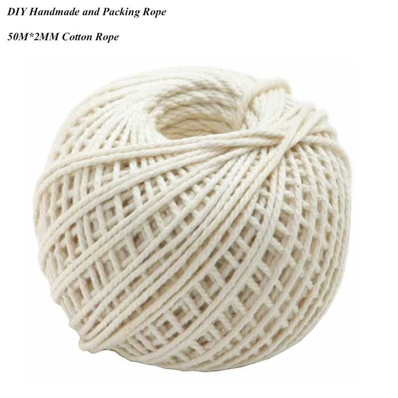 

Wholesale Bakers Twine String Cotton Cords Rope For Home Handmade Christmas Gift Packing Craft 50M*2MM Drop Shipping