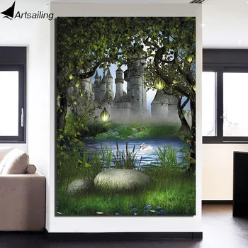 

HD Printed 1 Piece Canvas Art Forest Castle Fairy Tale Wonderland Painting Wall Pictures for Living Room Free Shipping ny-6910D