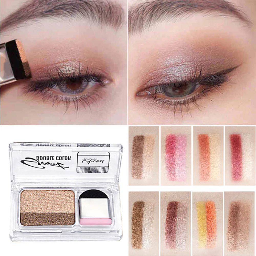 

2 Color Lazy Eye Shadow Powder Rainbow Shimmer Makeup Beauty Shadow 0503MZH
