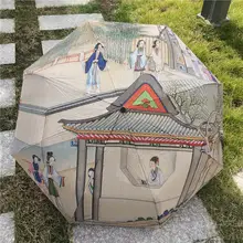 Картина маслом литературный зонтик литературный Творческий китайской живописи красная луна мечта зонтик ручная роспись ретро зонтик