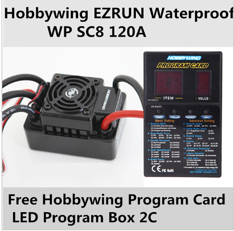 Speed Controller Hobbywing EZRUN Waterproof WP SC8 120A Brushless ESC free Program Card LED Program Box