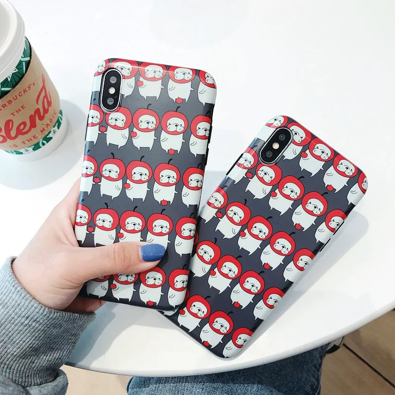 

JAMULAR Funny French Bulldog Puppy Phone Case For iPhone X XS MAX XR 8 6 6s Plus Cartoon Soft Back Cover For iPhone 7 Matte Capa