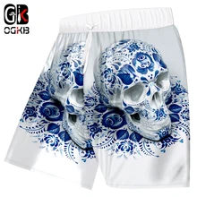 OGKB повседневные шорты для мужчин Quick Qry 3D печать синие черепа Harajuku размера плюс 5XL одежда летние пляжные шорты