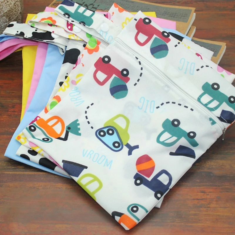 

Urijk Mini Size Diaper Bag Travel Carry Supplies Waterproof Reusable Wet Bag Printed Pocket Nappy Bags PU Travel Wet Dry Bags