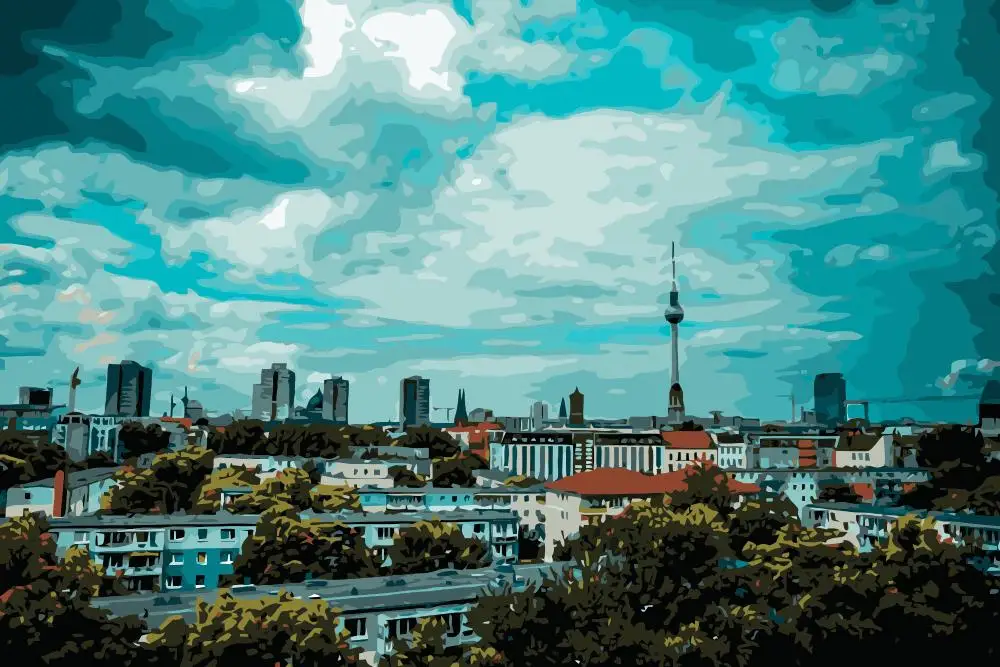 

PX-25 Berlin TV Tower landscape painting coloring by numbers digital Hand-painted canvas painting for home decor