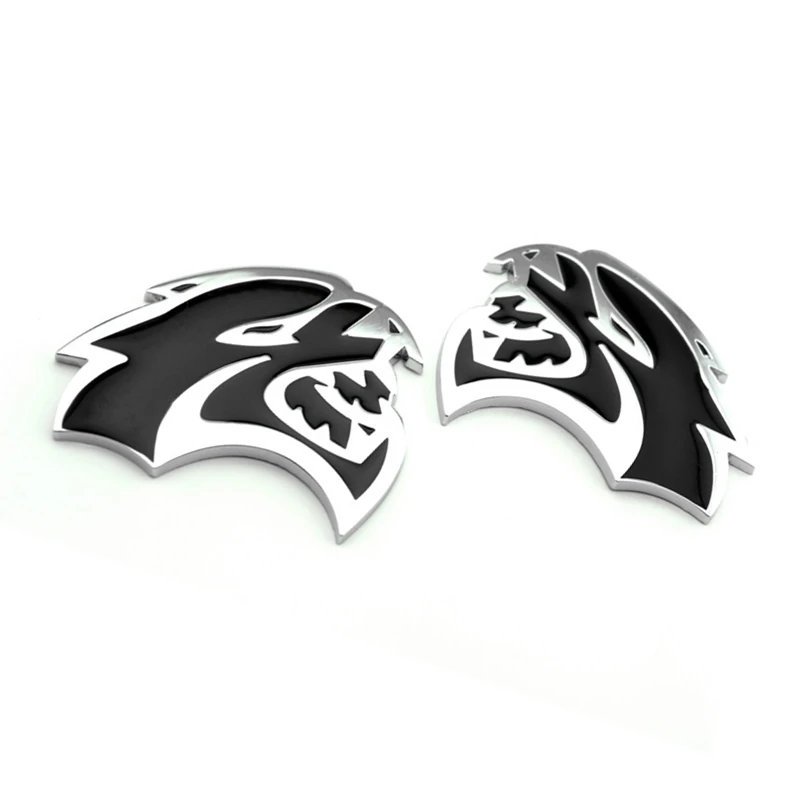 2 pcs Hellcat SRT Emblem Car Sticker Front Fender Badge Door Metal Sticker For Challenger Charger S
