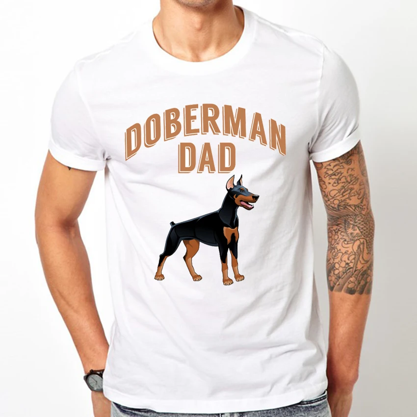 

2018 novelty men t-shirt Doberman Dad design T-Shirt funny dog printing casual Tops cool man Tees summer hipster T Shirt