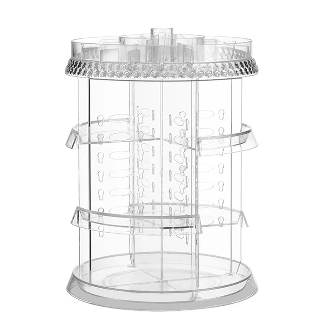 Plastic Acrylic Makeup Cosmetic Organizer 360 Degree Rotating Makeup