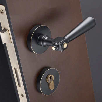 

Elegant Designed 1Set European Solid Brass Door Lock set Interior Bedroom Bathroom Living Room Silent Door Lock w Keys