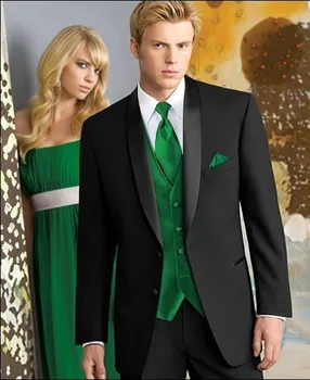 

Custom Made Groom Tuxedo Black Groomsmen Shawl Satin Lapel Wedding/Dinner Suits Best Man Bridegroom (Jacket+Pants+Tie+Vest) B243