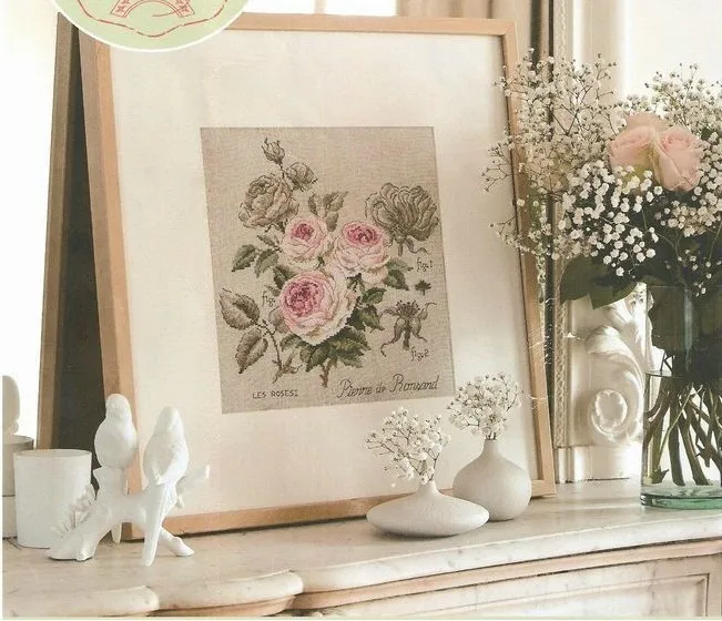 

Top Quality hot selling lovely beautiful counted cross stitch kit pink roses, three pink rose