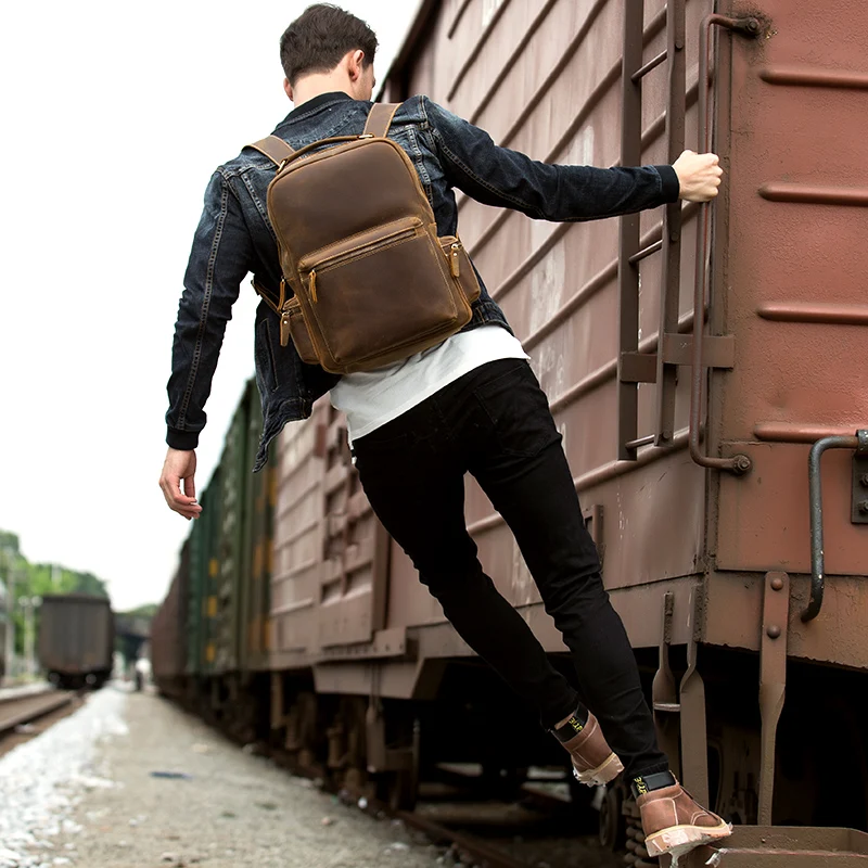 LAPOE vintage cuero de Caballo Loco bolso mochila mochilas escolares para adolescente meninas mochila escolar de las mujeres bolsa de LAPOE vintage cuero de Caballo Loco bolso mochila mochilas escolares para adolescente meninas mochila escolar de las mujeres bolsa de