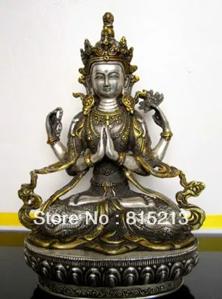 

bi0072 Tibetan bronze Four-armed guanyin buddha statue