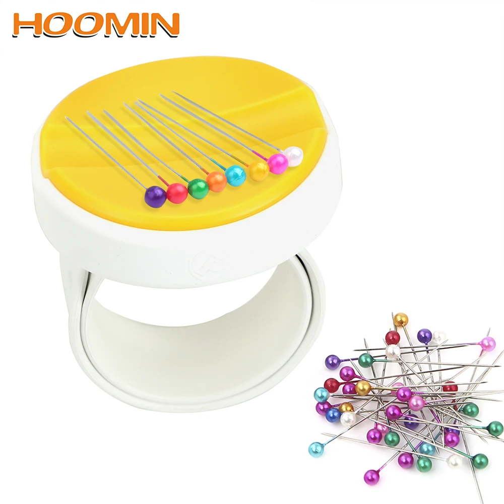 

HOOMIN Portable Pin Cushion Wrist Sewing Storage Box Home Storage Magnetic Catcher Needle Threads Kit Tool
