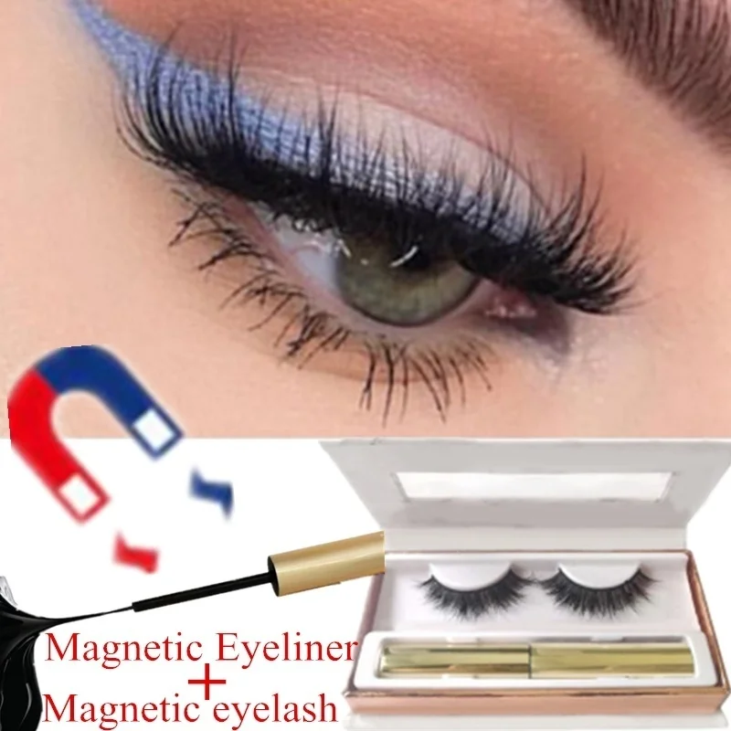 

1 Set Magnetic Eyelashes with Magnetic Liquid Eyeliner Handmade 3D Mink Magnetic Lashes Natural False Eyelashes Magnet Lashes