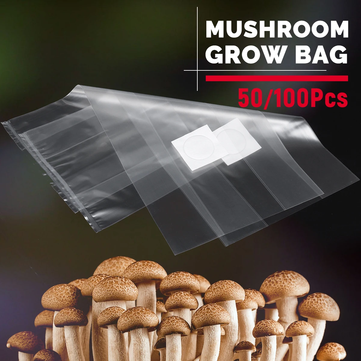 50/100Pcs 320x450x0.06mm PVC Mushroom Grow Bag Substrate High temp Pre